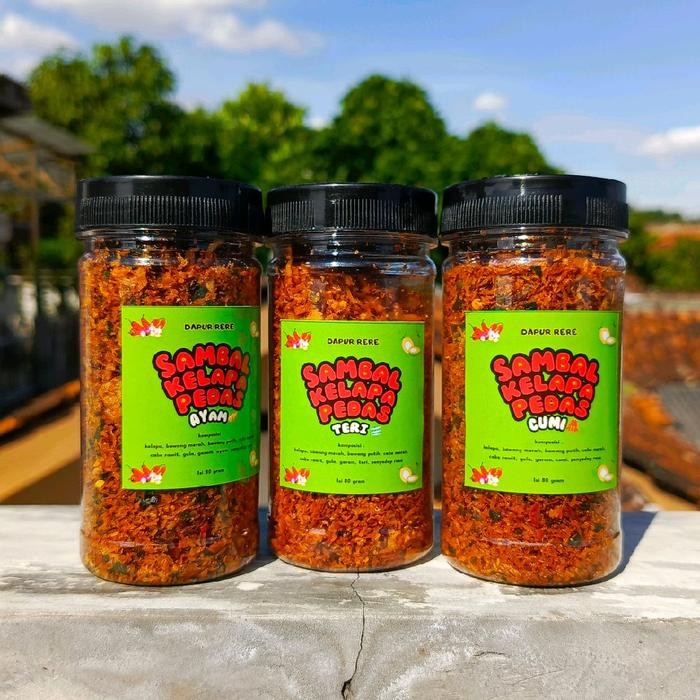 

Diskon! Promo Paket 3 Sambal Kelapa Pedas Dapurrere99 Cumi Teri Ayam