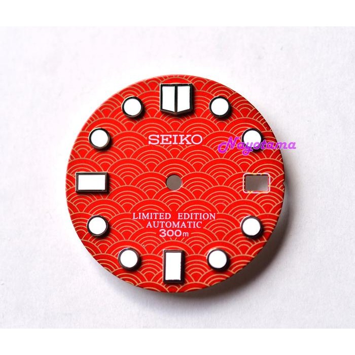 Dial MM300 Red merah Motif Seigaiha Diver for Seiko Automatic