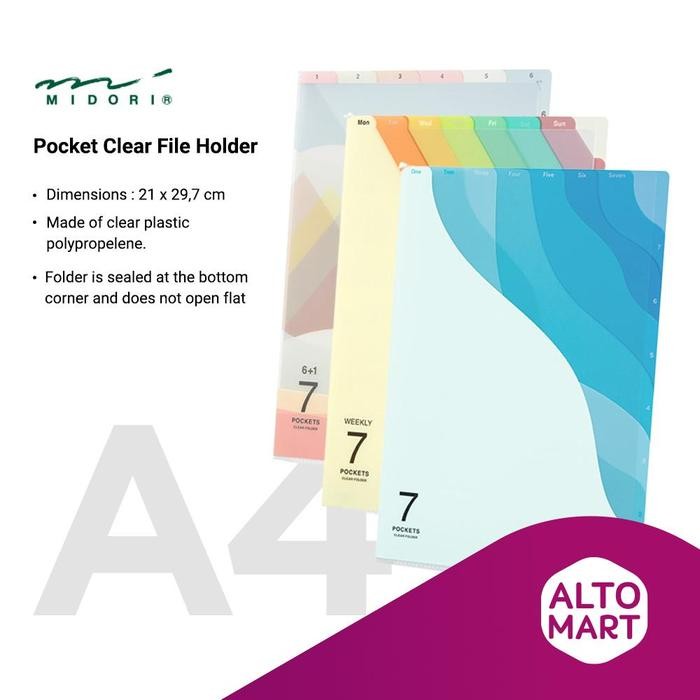 

Midori 7 Pocket Clear File Holder A4 L - Map Bening Document Keeper Berkualitas