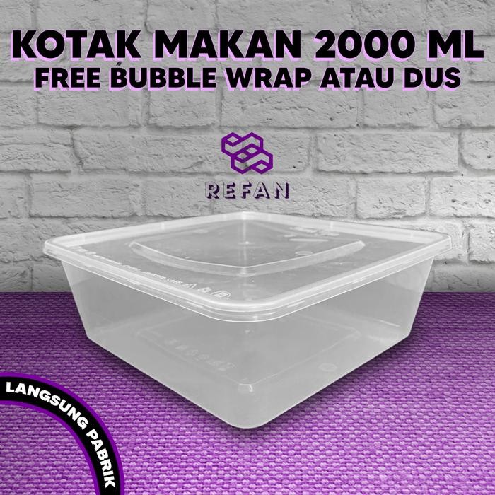 JT KOTAK MAKAN PERSEGI 2000ML - BOX THINWALL FOOD CONTAINER 2000ML