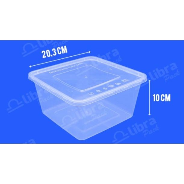 JT Thinwall 3000 ml Square/ Kotak Makan Plastik Persegi 3000 ml