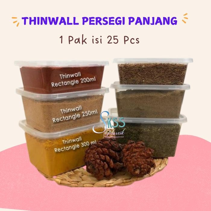 JT Thinwall Thinwal Kotak Persegi Panjang 200ml 250ml 300ml Isi 25 Pcs l Tinwall Kotak Makan Plastik
