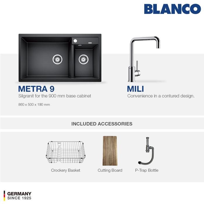 TERBARU KITCHEN SINK BAK CUCI PIRING GRANIT 2 LUBANG BLANCO SILGRANIT METRA 9 - PAKET KITCHEN SINK
