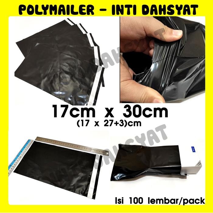 

ID POLYMAILER HITAM GLOSSY 17X30 ISI +/-100LBR PLASTIK ONLINESHOP