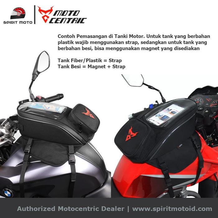 Motocentric Tank Bag with Phone Holder Tas Tangki Motor Touring Ride Tempat HP