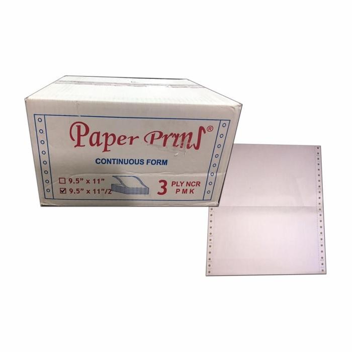 

Paper Print Continuous Form 9.5 X 11" 3 Ply Bagi 2 Belah 2 K3 Prs