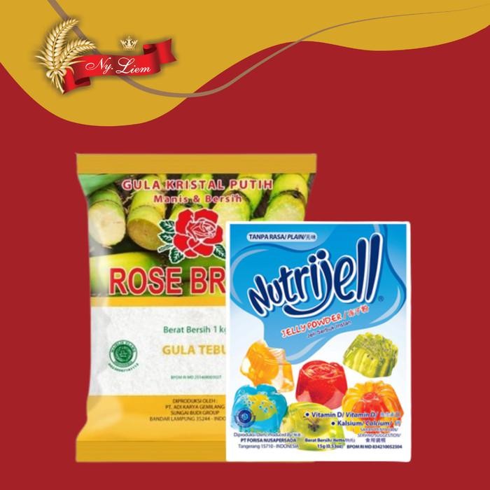 

(Allthebest) Paket ROSE BRAND Gula TEBU 1 kg + NUTRIJELL Plain 15 gram