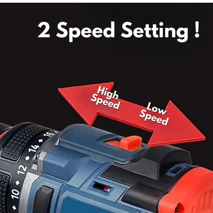 Promo Fligman Cordless Electric Impact Drill Brushless 10Mm Keyless 2Baterai Mesin Bor Cordless