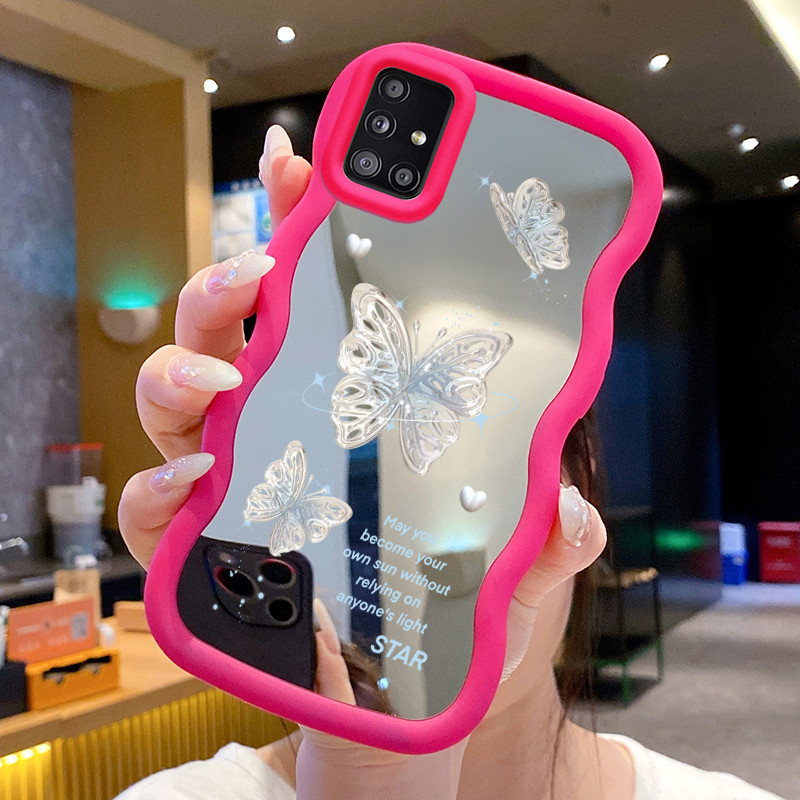 Casing Untuk Samsung A51 M40s Case Casing Busur kuning Gelombang Cermin Silikon Softcase HP Cesing K