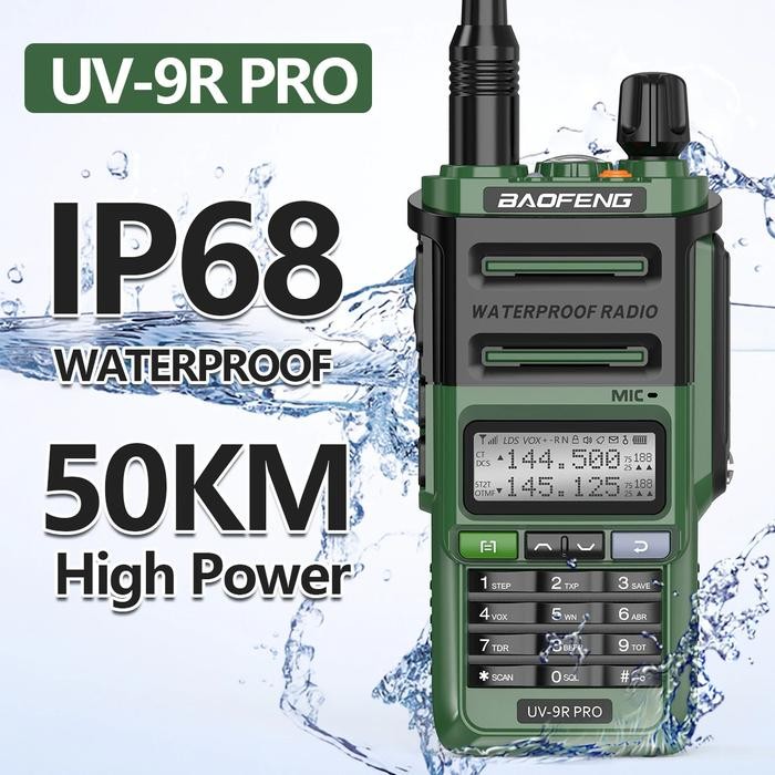 Baofeng UV-9R PRO IP68 Waterproof Walkie Talkie 18W 9800Mah-Upgraded Version BF- UV9R Plus