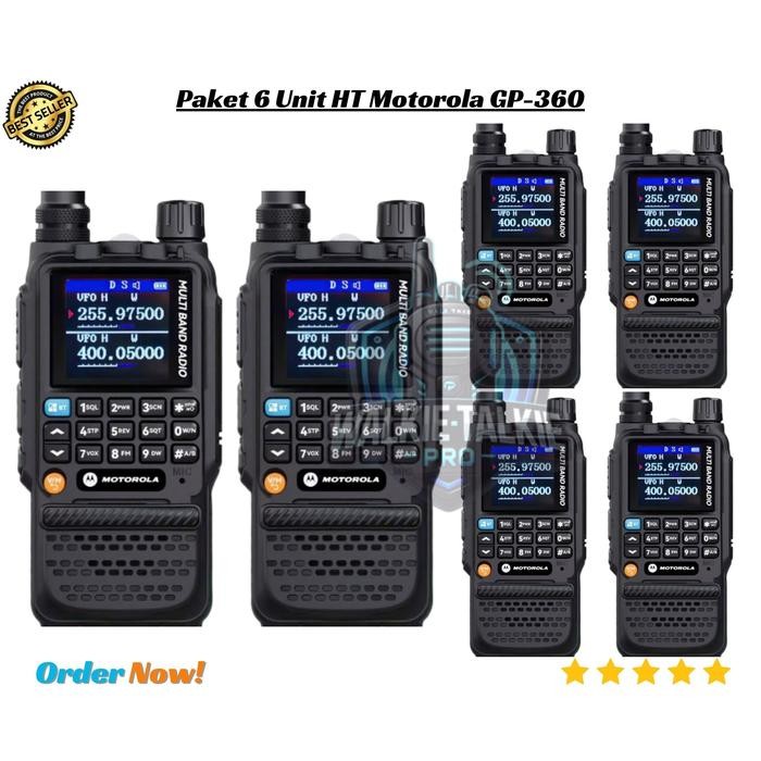 Paket 6 Pcs HT Motorola GP-360 Type-C Charger Jarak Jauh VHF/UHF Dual Band Handy Talky Paling Dicari