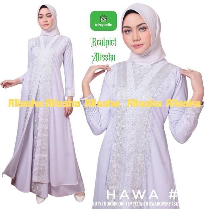 Gamis Abaya Turkey Putih 1094 Mix Ceruty Babydoll Import Bordir