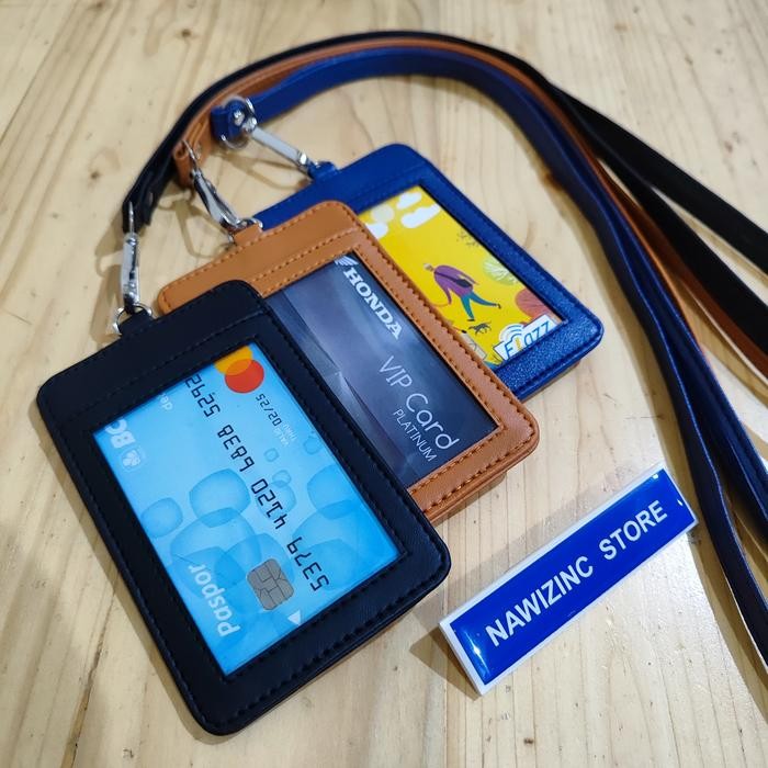 

ID GANTUNGAN ID CARD 3 SLOT KARTU DENGAN TALI LANYARD KULIT SINTETIS