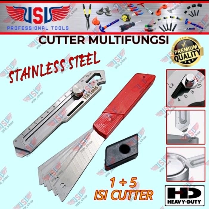 

ID CUTTER KNIFE STAINLESS STEEL MULTI FUNGSI BESAR 18MM PISAU CUTTER VSV