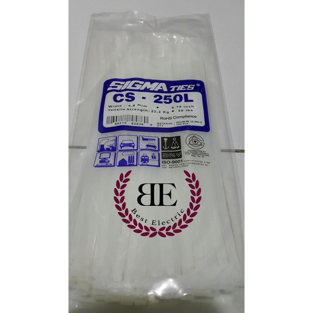 

ID KABEL TIES / KABEL TIS / CABLE TIE CS 250 L PUTIH 25 CM SIGMA CS250L