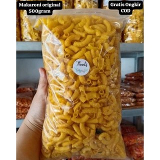 

Makaroni original 500gram keripik kriuk renyah, gratis packing babblewarp cemilan makanan ringan Bandung