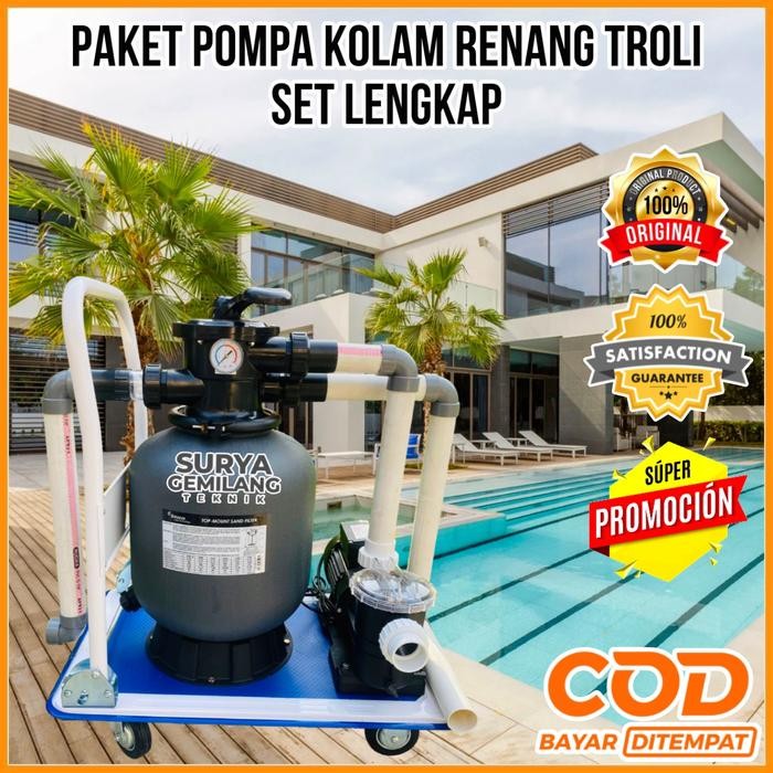 Paket Pompa Vacum Kolam Renang Portable Troli Mesin Pompa Kolam Renang