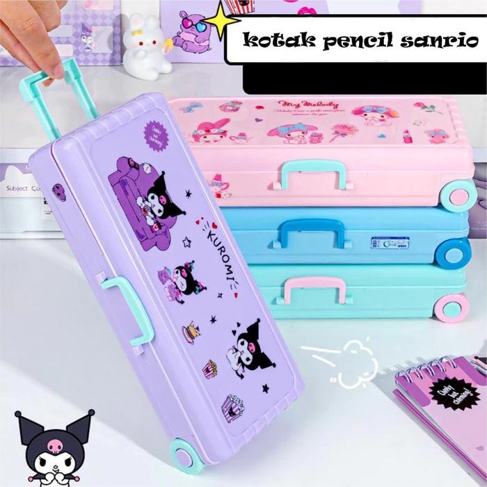 

New GROSIR Tempat Pensil Stiker Sanrio Kartun Kapasitas Besar Kotak Pensil Koper Alat Tulis Lucu