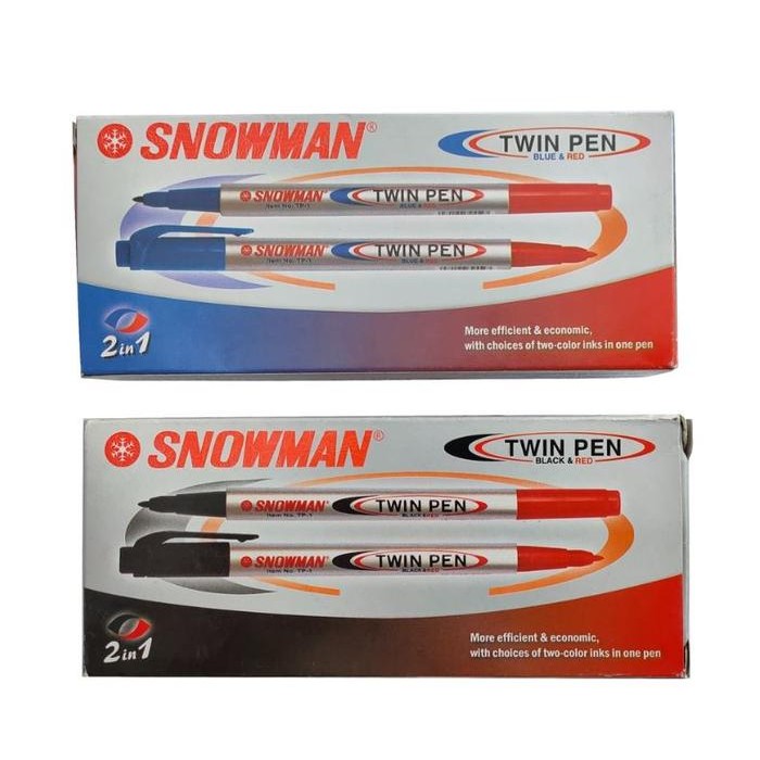 

New (12pcs) Spidol Twin Pen Snowman / Twinpen 2 Sisi 2 Warna