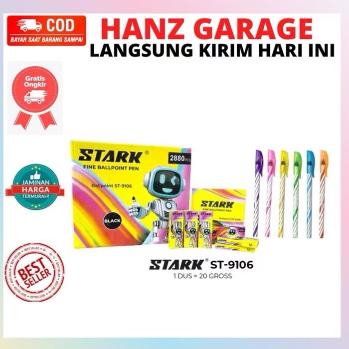 

New 12pc pulpen hitam STARK lebih licin lancar rainbow bolpoin pen pena