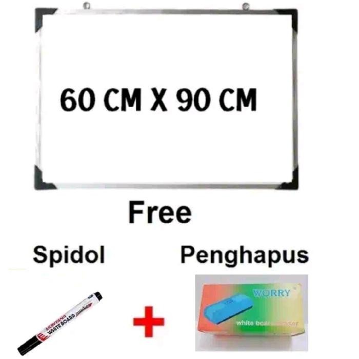 

New PAPAN TULIS WHITE BOARD BONUS SPIDOL DAN PENGHAPUS PAPAN TULIS Putih