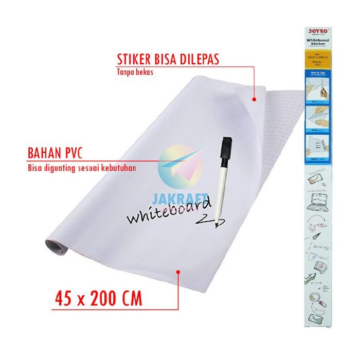 

New (1 Roll) Stiker Papan Tulis JOYKO WBSK-150 (45 x 200 Cm) Whiteboard Sticker White Board Tempel