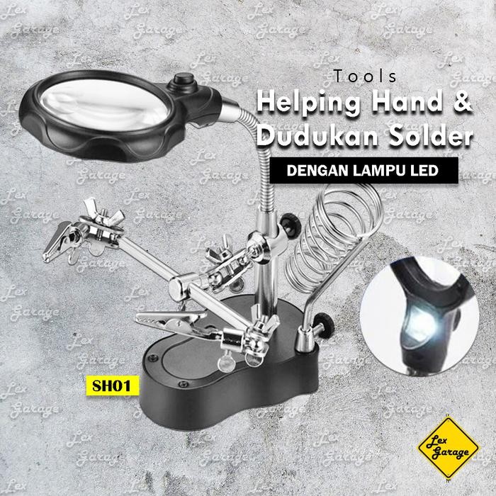 

New Penjepit PCB Dudukan Solder Kaca Pembesar Alat Pegangan Helping Hand