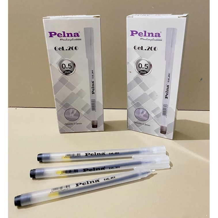 

New [12 Pulpen] PELNA Gel 200 - Warna HITAM