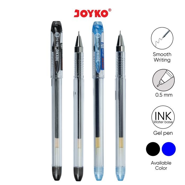 

New JOYKO GEL PEN WHIZ GEL 0.5 BLACK BLUE PENA PULPEN JOYKO JEL HITAM BIRU 0.5MM GP-243 BOX LUSIN