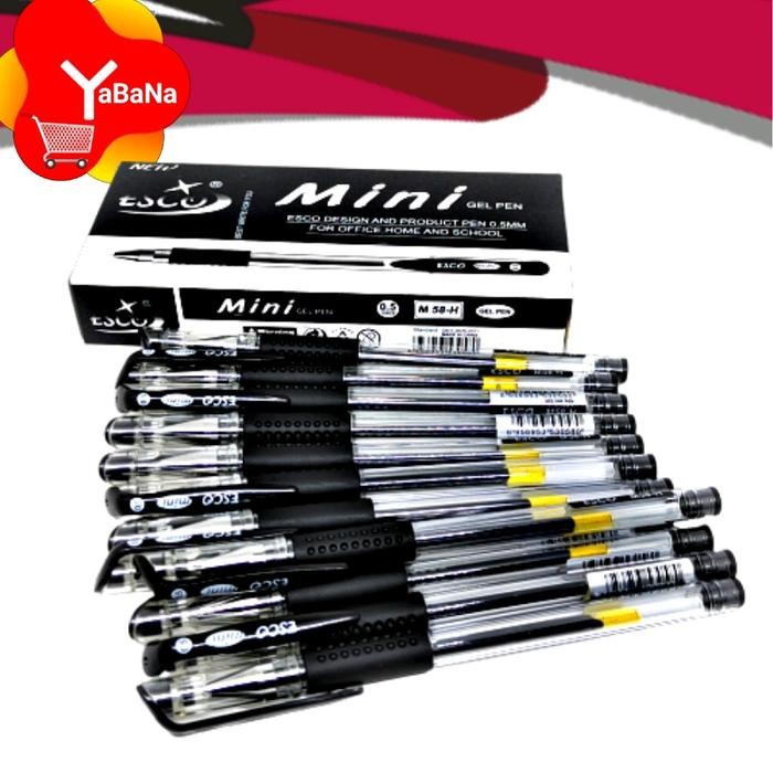 

New Bolpen pulpen Esco mini Gel 12pcs Tinta hitam Stationery