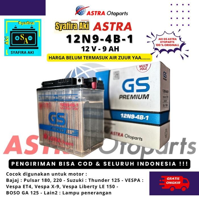 Aki Motor Bajaj Pulsar 180/220,Suzuki Thunder 12N9 Gs Basah 9 Amper