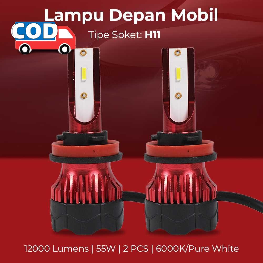 Lampu LED Mobil Super Terang 12000 Lumens H11 Waterproof Chip ZES Kualitas Tinggi Sistem Pendingin
