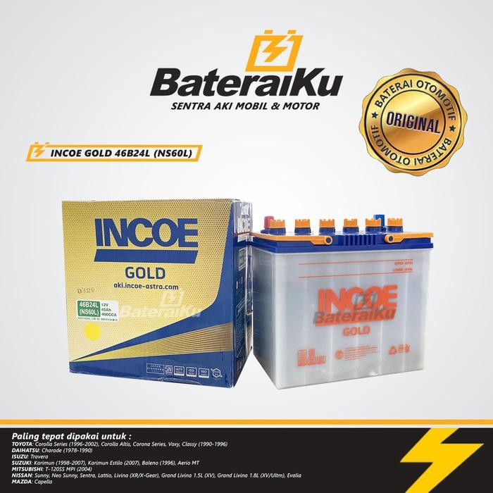 Aki Incoe Gold Hybrid NS60L Aki Incoe Astra Aki Hybrid Aki Basah Aki Mobil Ertiga, Livina, Karimun,