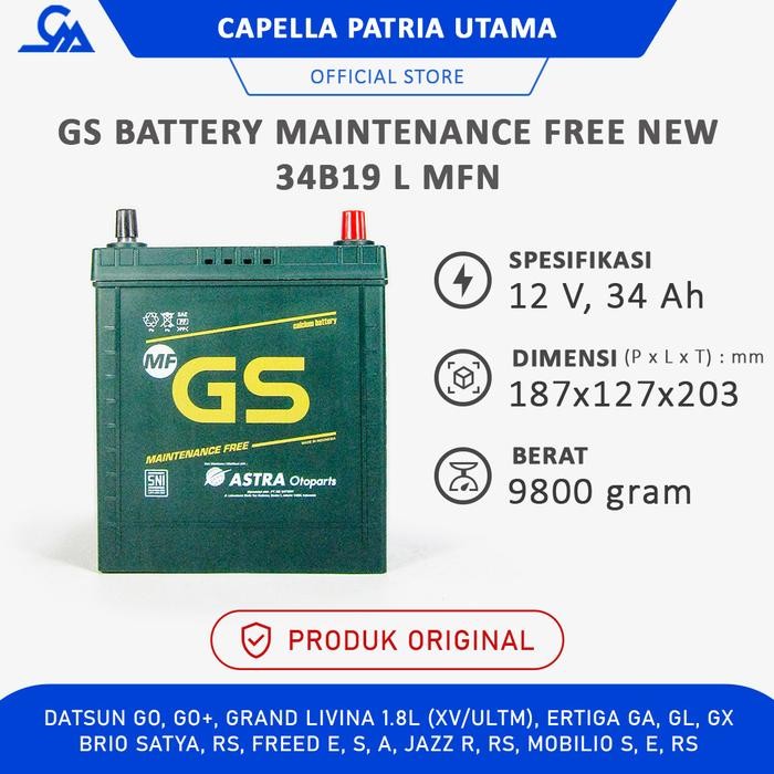 AKI GS ASTRA 34B19 L / 34B19L MF GO+ BRIO FREED ERTIGA (DELIVERY)