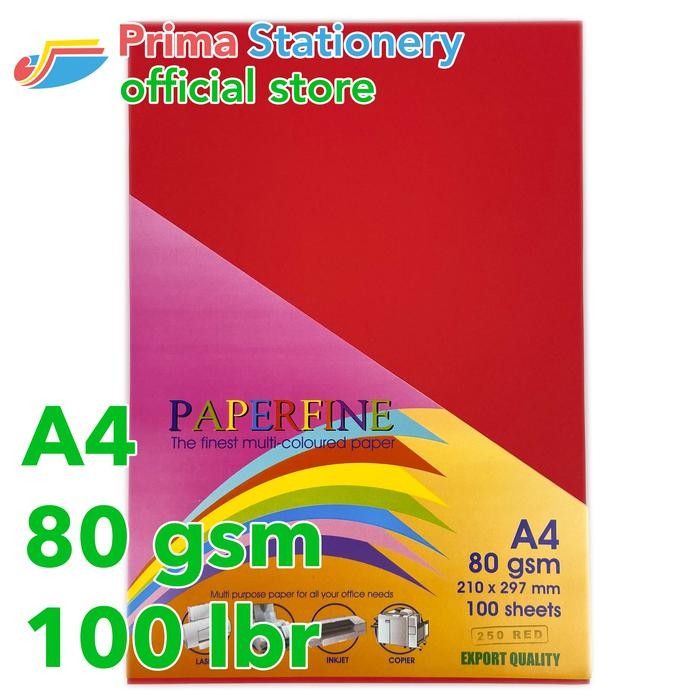 

HOT PROMO Kertas HVS A4 Paperfine Isi 100 lbr Warna Red