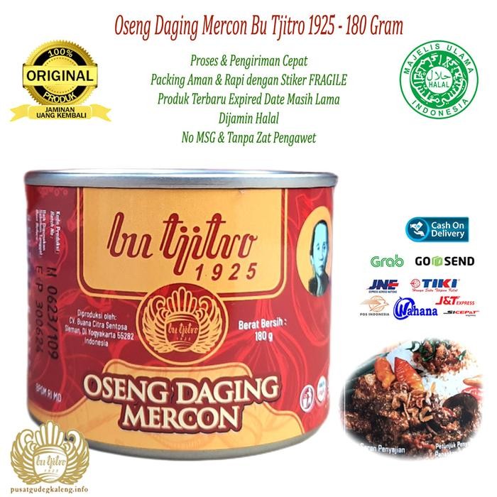 

Promo Oseng Daging Mercon Bu Tjitro 1925 Kaleng 180gr Pedas Jogja