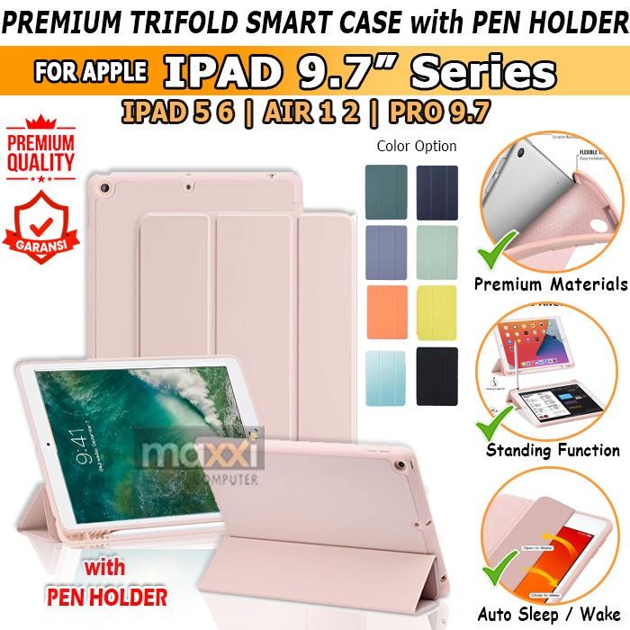 iPad 6 2018 A1893 / A1954 Flipcase Sarung Cover Case dengan Slot Pencil Terlaris