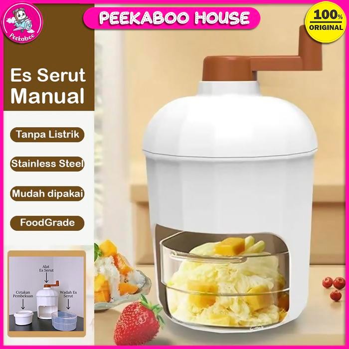 Alat Es Serut Manual Mini Ice Crusher Penghancur Es Parutan Serutan Es Batu Tanpa Listrik Peekaboo