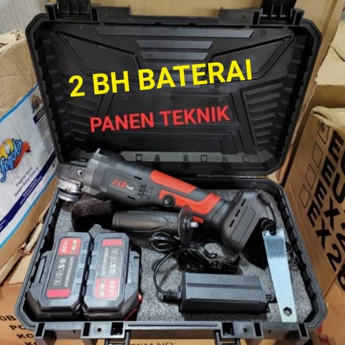Ready Stock Jld Gurinda Baterai Gerinda Cordless Angle Grinder Box Merah