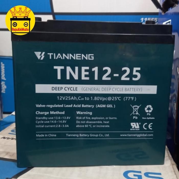 Aki Tianneng Tne12-25 12Volt 25Ah 6Dzm20 Kepala Baut Original