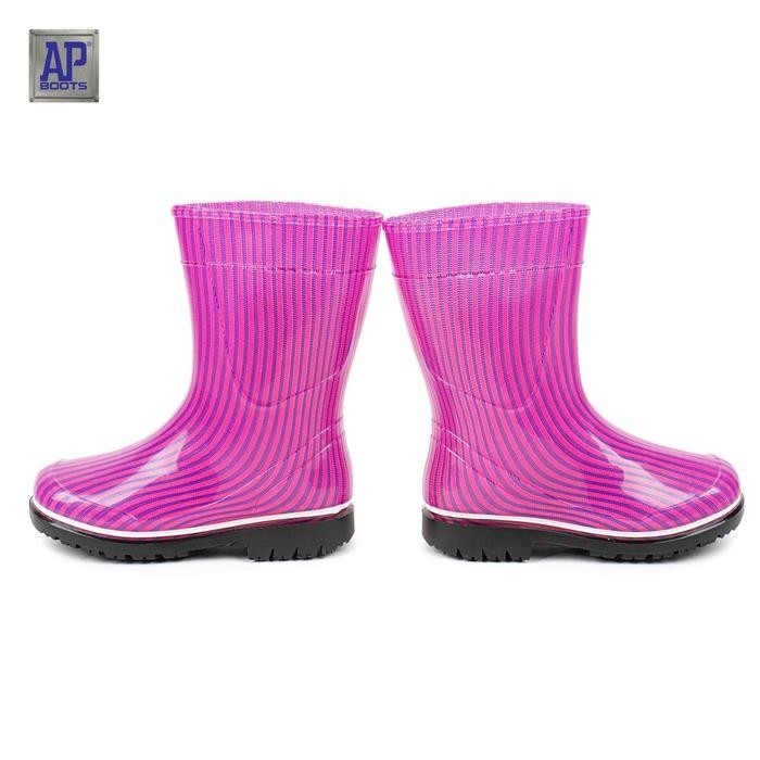 AP Boots AP KIDS 2012 FUXIA STRIPE - Sepatu Boot PVC Anak Kaki Motif Fashion