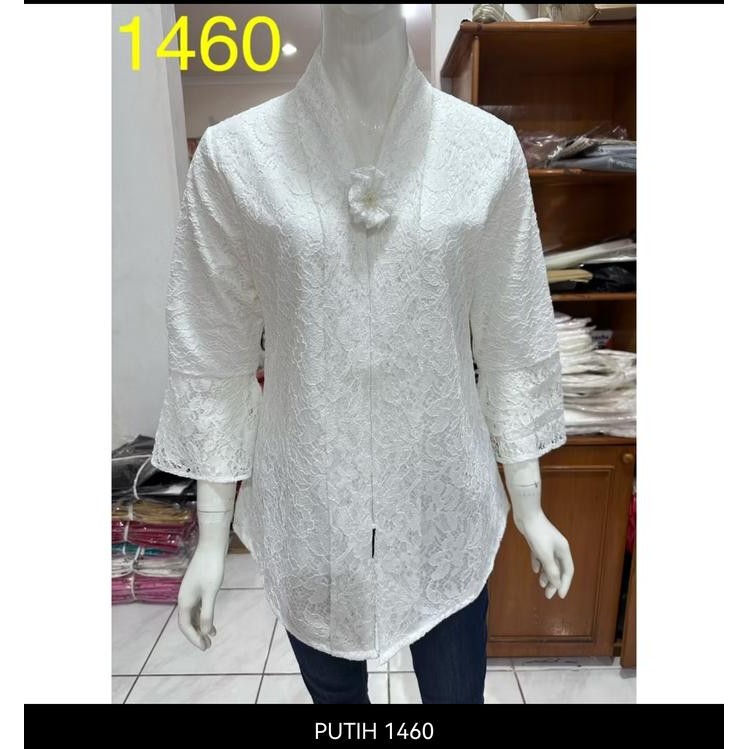 ATASAN KEBAYA PESTA ALEXUEZ BROKAT PREMIUM PUTIH&COKLAT S-5L LD 120