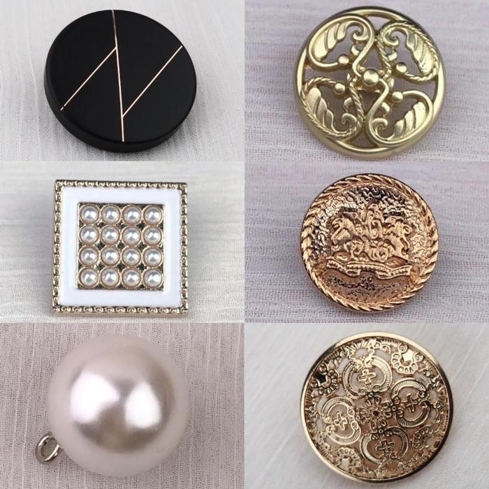 GGAF Kancing Jamur Baju Blazer Gamis Dress Unik Mewah Facny Button