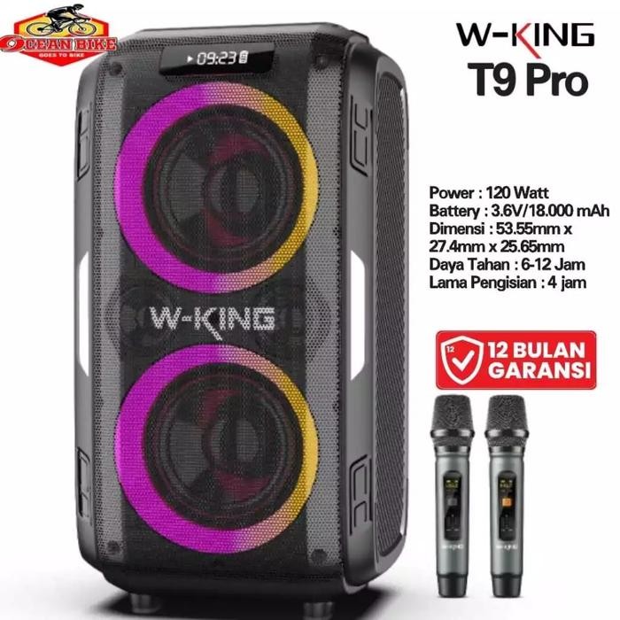 Tersedia Wking T9 Pro Portable Wireless Bluetooth Karaoke Speaker 2 Mic