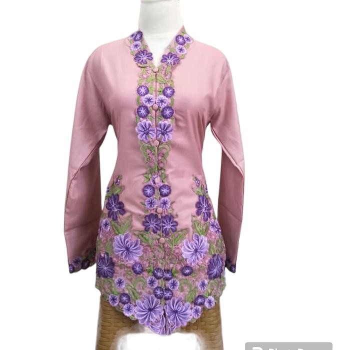 atasan kebaya encim bordir motif bunga / seragam kerja / kebaya encim