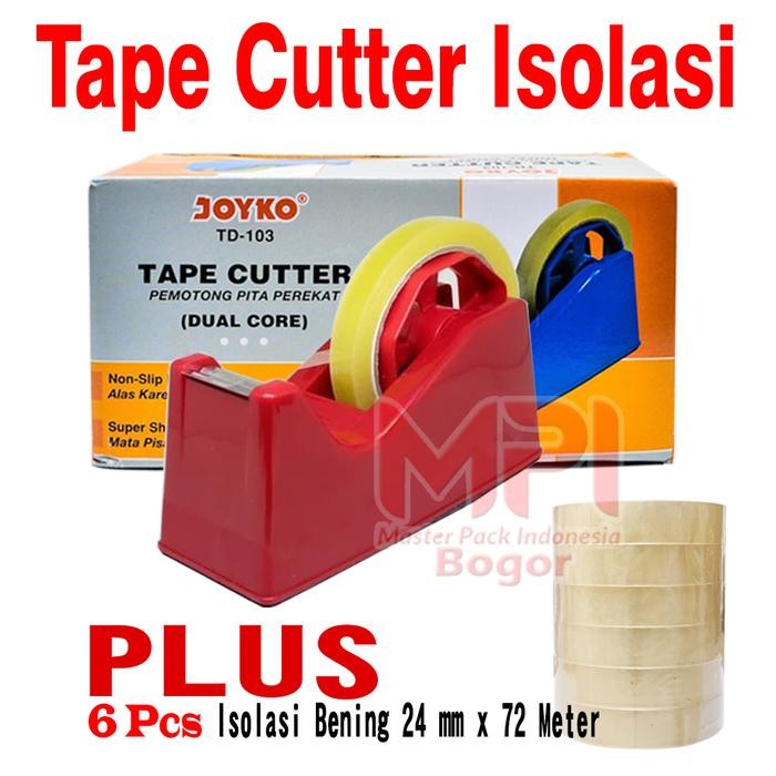 

ID DISPENSER JOYKO TAPE ISOLASI TD-103 - DISPENSER LAKBAN ISOLASI MINI + 6 PCS ISOLASI BENING 24 MM