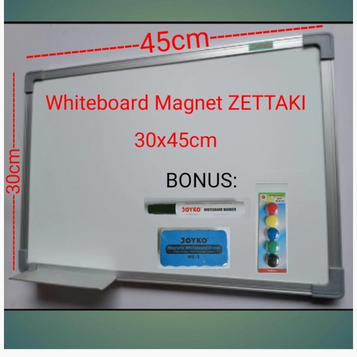 

ID PAPAN TULIS MAGNET WHITEBOARD GANTUNG SINGLE FACE ZETTAKI 30X45CM