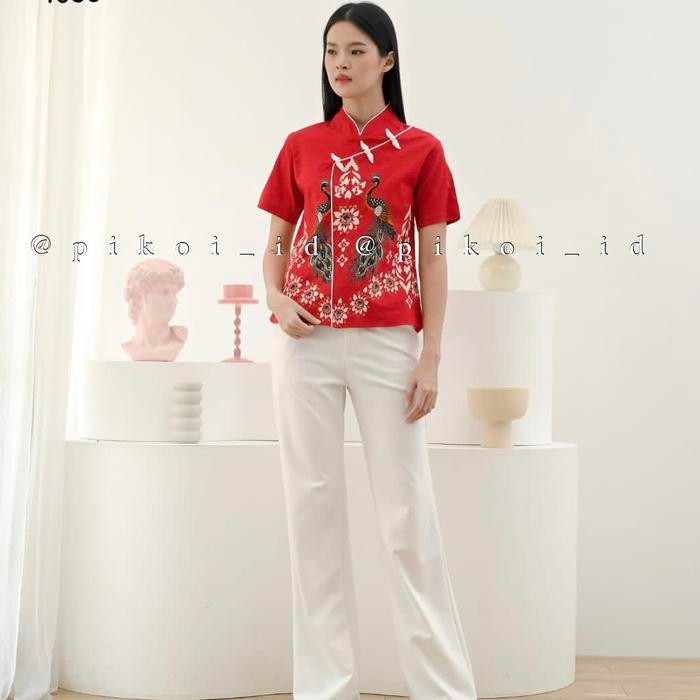 Baju atasan cheongsam / baju cheongsam merah / atasan cheongsam pita