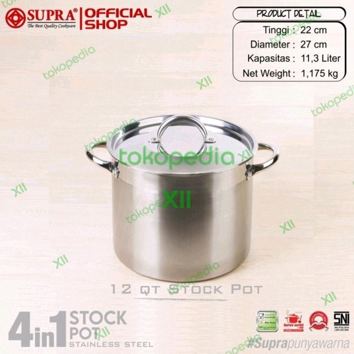 Bisa Termin Supra 4 In 1 Stock Pot Set 4 Pcs Panci Tinggi + Tutup Full Stainless [