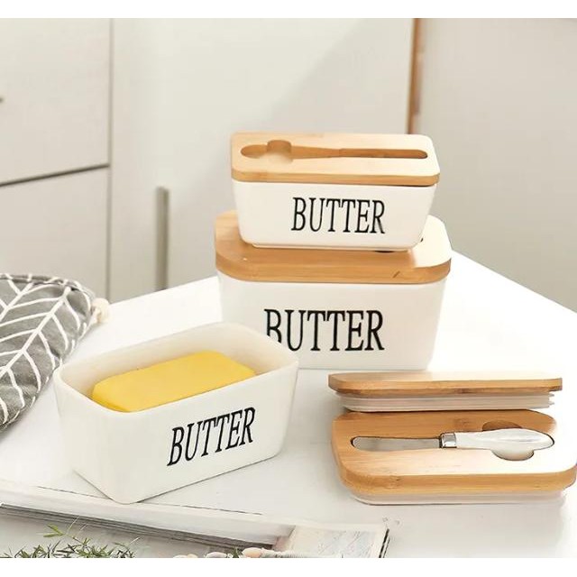 Wadah Penyimpanan Mentega / Penyimpanan Butter / Kotak Penyimpanan Mentega Butter Keramik Butter